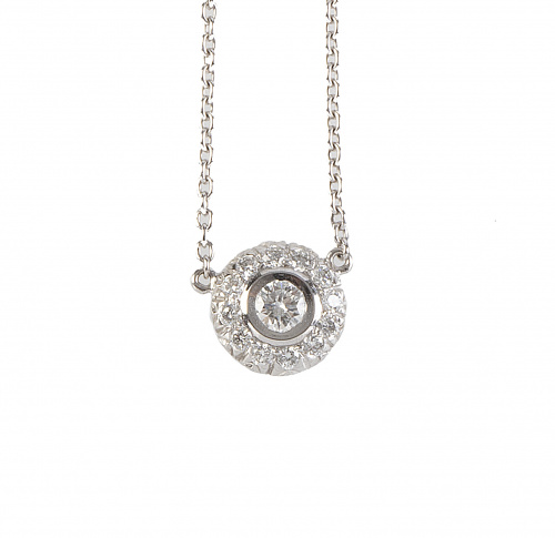 Colgante YANES con brillante central orlado de brillantes c