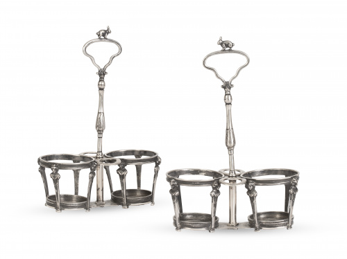 Portavinagreras de plata en color. Con marcas.A.S. Díaz, 