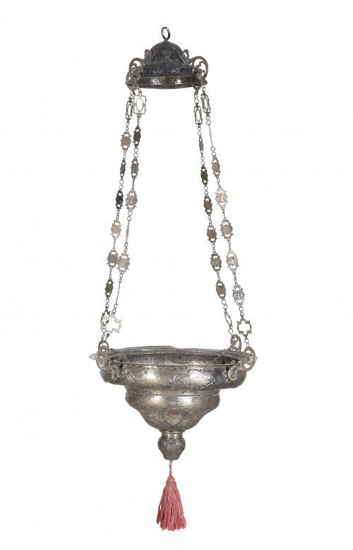 Lámpara votiva de plata. Con marcas.Francisco González, C