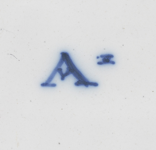 Convoy para vinajeras de cerámica esmaltada en azul de coba