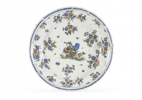 Plato de cerámica esmaltada de la serie de chinescos.Alco