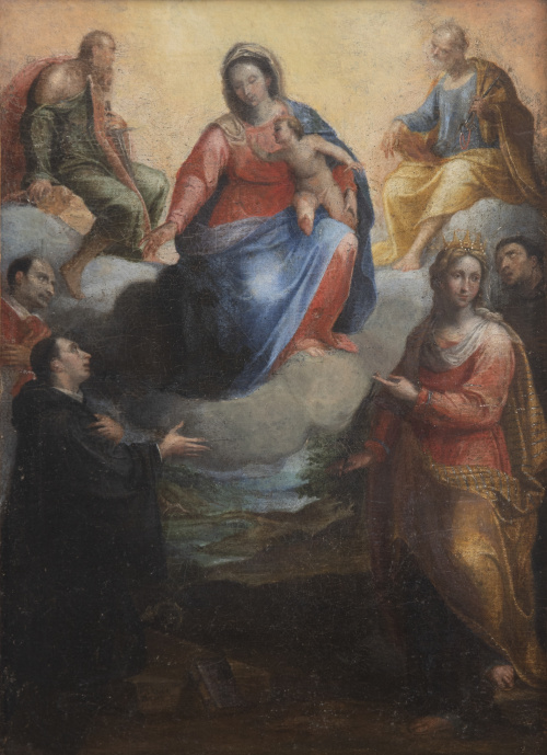 ESCUELA ITALIANA, SIGLO XVIIVirgen con Niño con San Pedro