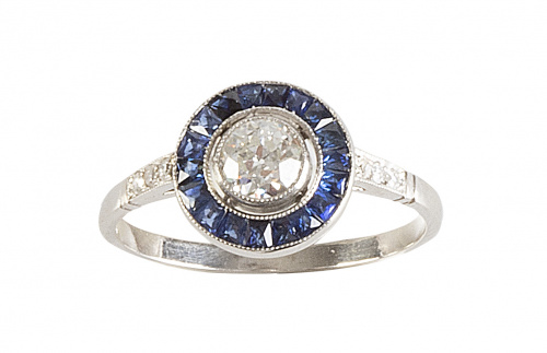 Sortija ojo de perdiz con un brillante de 0,41 ct aprox en 