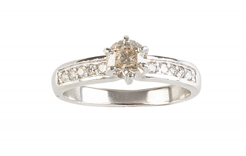 Sortija con solitario de brillante de 0,50 ct aprox y brill