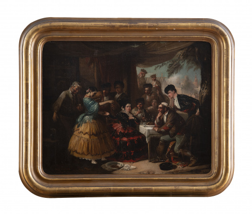 MANUEL RODRIGUEZ DE GUZMAN (1818-1867)Baile en un mesón