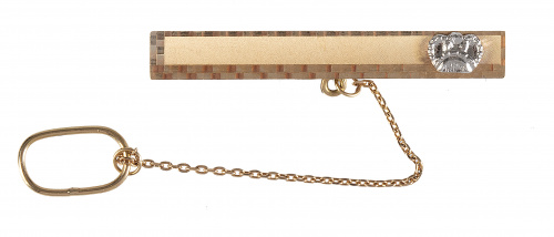 Barra de corbata años 60 en oro amarillo mate con corona ap