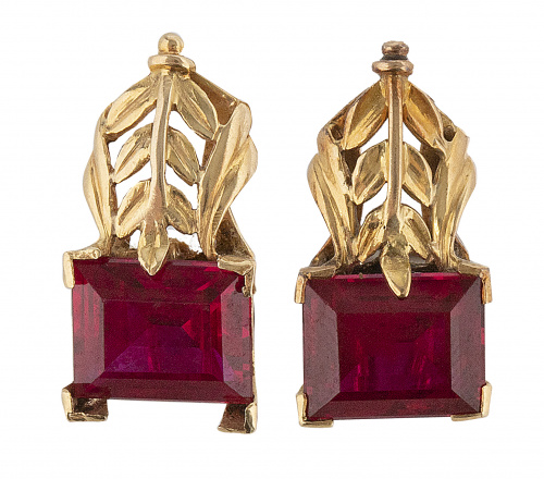 Conjunto chevalière años 40 de pendientes y broche barra, c