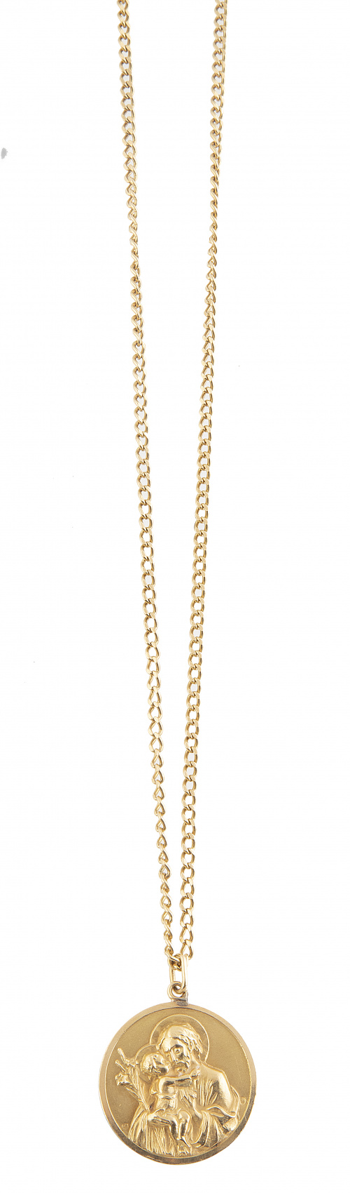 Medalla colgante de San José y Niño Jesús, con cadena
