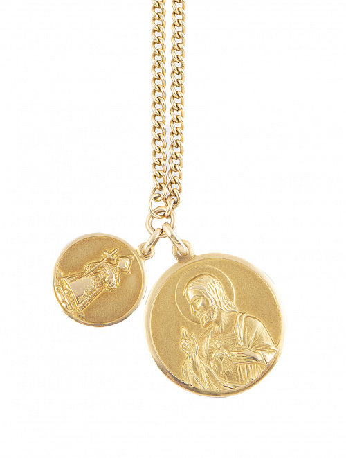 Cadena con dos medallas, una de Sagrado Corazón y otra de S