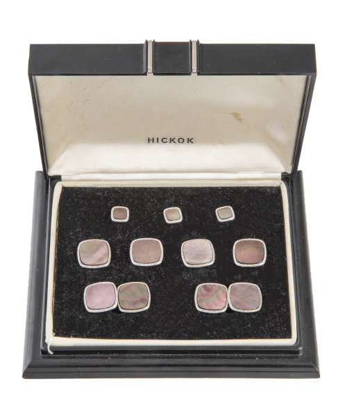 Conjunto Art-Decó de gemelos dobles y botonadura completa