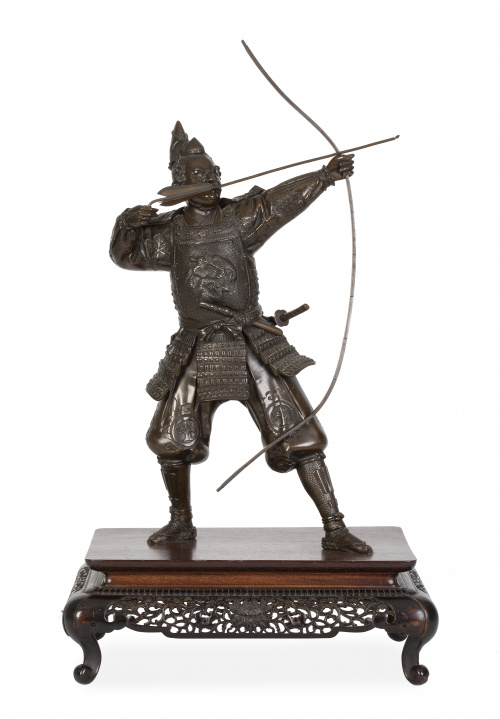 Guerrero en bronce.Japón, periodo Meiji, (1868-1912).