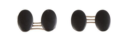 Gemelos dobles S. XIX con piezas ovales de azabache mate 