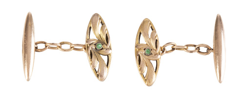 Gemelos de pp. S. XX con piezas ojivales de hojas grabada y