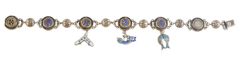 Pulsera china de pp. S. XX con esmalte cloisoné en filigran