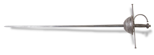 Espada de cazoleta con inscripción "Pedro Velmonte Me Fecit