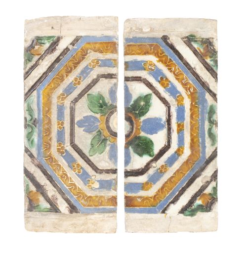 Pareja de azulejos de tabla de cerámica esmaltada de arista