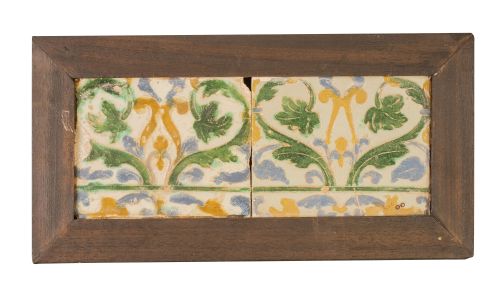Pareja de azulejos de cerámica esmaltada.Toledo, S. XVI.