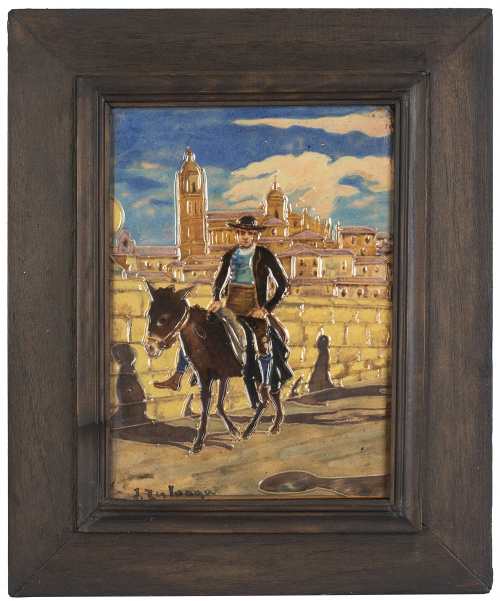 Daniel Zuloaga (1852 -1921).Segoviano sobre burro con vis