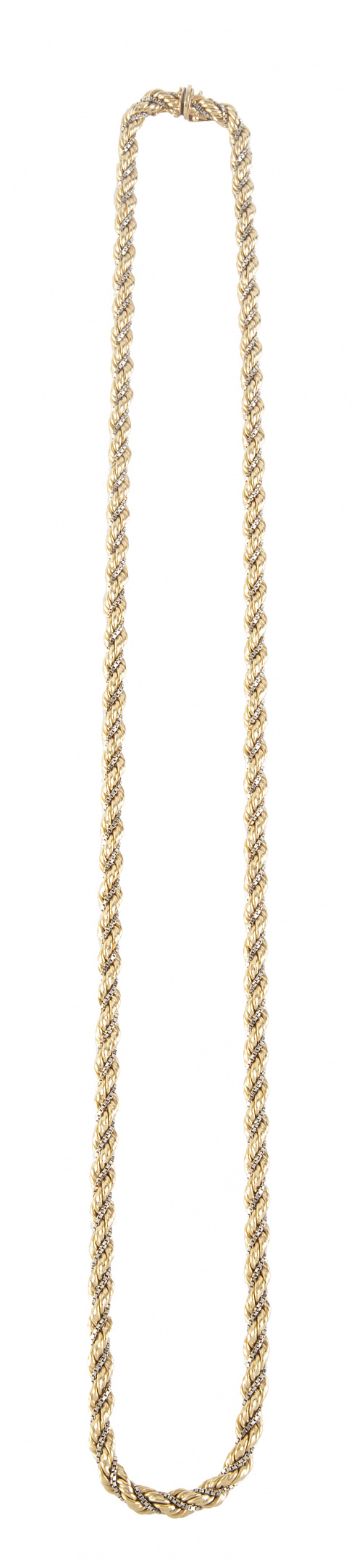 Collar de cordón grueso rizado en oro amarillo combinado co