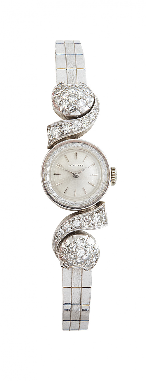 Reloj Longines de señora años 60 de oro blanco y brillantes