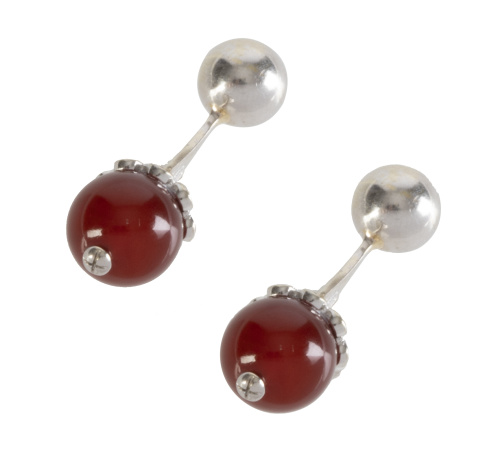 Gemelos de esferas de ágatas combinadas con esferas de oro 