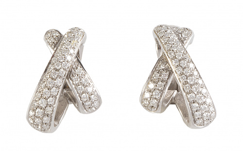 Pendientes con diseño de aspa asimétrica de brillantes con 