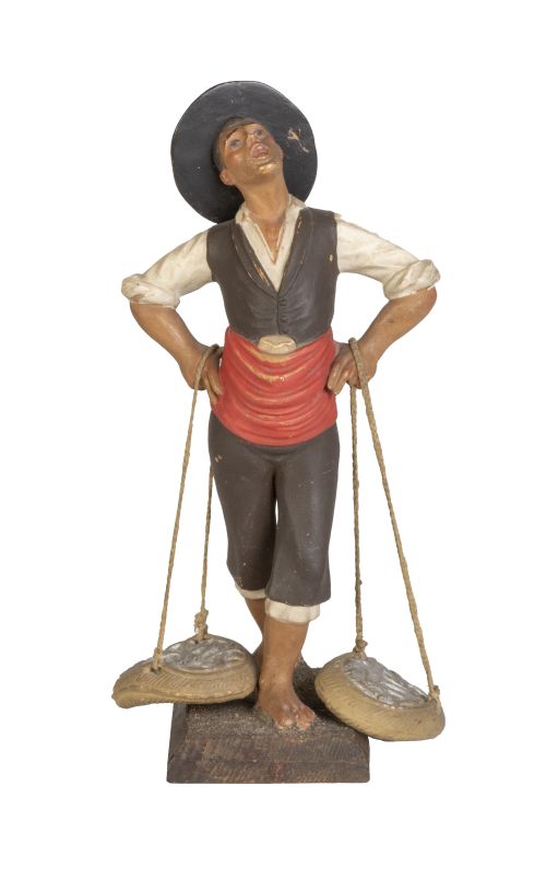 Cenachero.Figura de barro policromado.Trabajo granadino