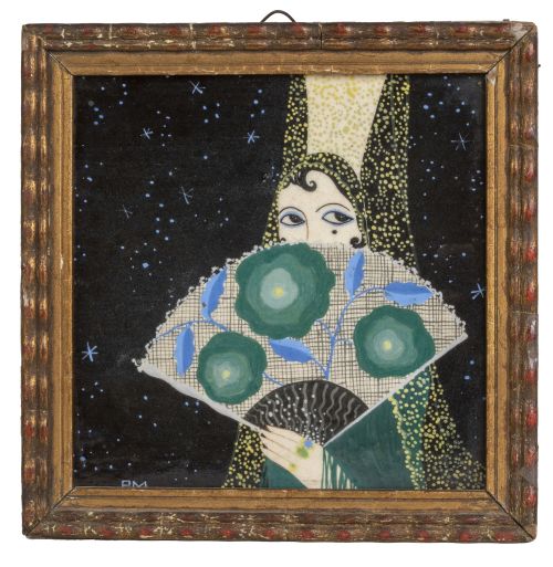 Pino Melis (1902-1985).Azulejo Art-Decó de cerámica esmal