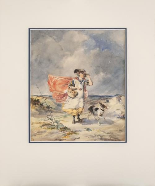 PAUL FALCONER POOLE (Inglaterra, 1807- 1879)Niña con perr