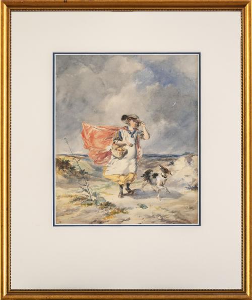 PAUL FALCONER POOLE (Inglaterra, 1807- 1879)Niña con perr