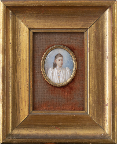 F. G. (Escuela española, siglo XIX)Retrato de dama con ve