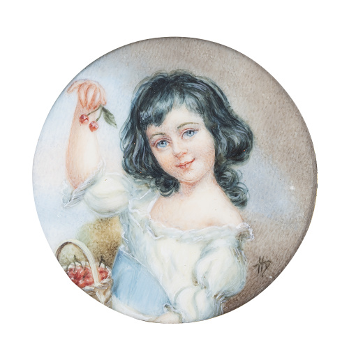 ESCUELA INGLESA, H. 1900Niña con cesta de cerezas