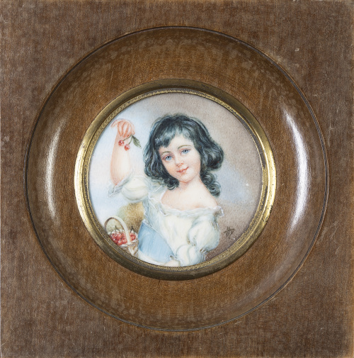 ESCUELA INGLESA, H. 1900Niña con cesta de cerezas