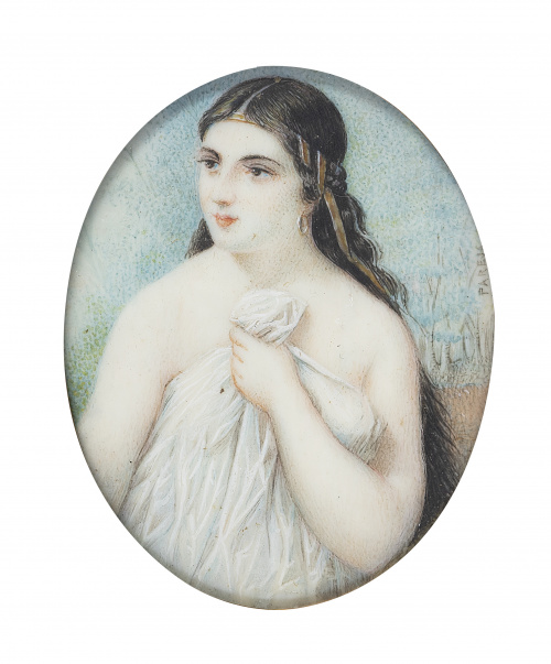 PAREJA (Escuela española, siglo XIX)Retrato de dama sobre