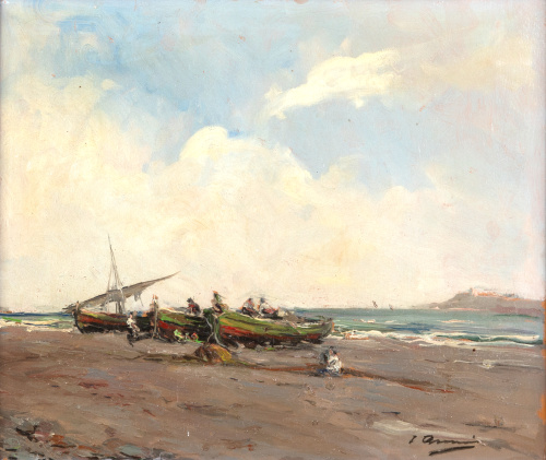 JOAQUIN ASENSIO MARINÉ  (Barcelona, 1890-1961)Barcas en l