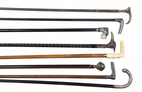 Lote de de ocho bastones de marfil, metal, plata y marfil s