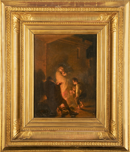 LEONARDO ALENZA (Madrid, 1807 - 1845)Familia calentándose