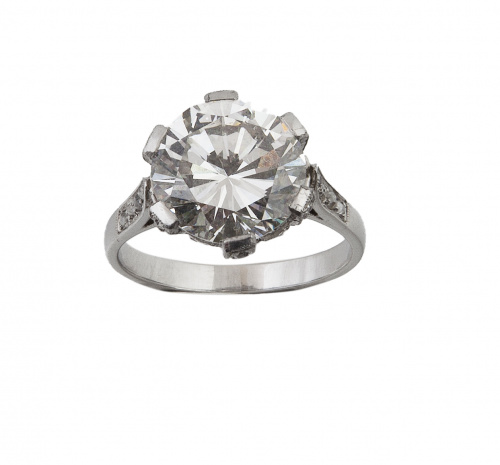 Sortija con soitario de brillante de 4,93 ct, color L y gra