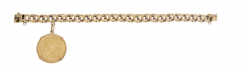 Pulsera años 60 con eslabón barabado combinado, de la que p