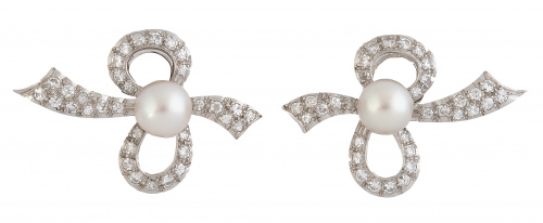  Pendientes años 50 con diseño de lazo de brillantes con pe