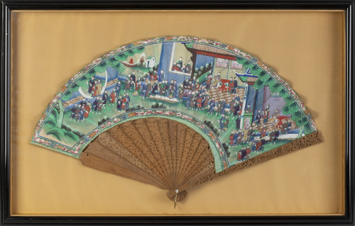 Abanico pericón mil caras con varillas y padrones de madera