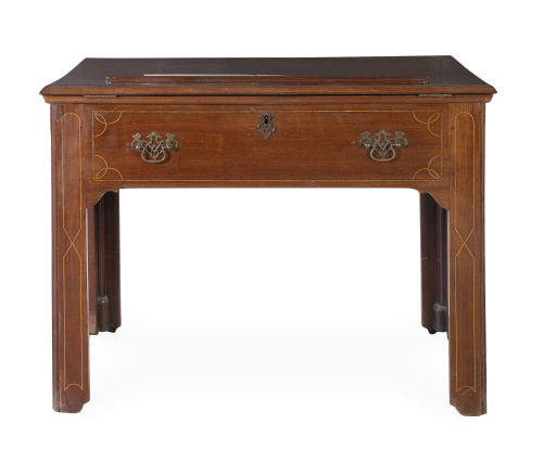 Mesa de arquitecto Jorge III de madera de caoba y marqueter