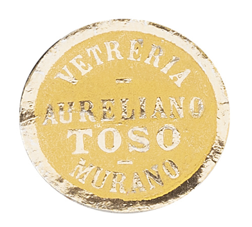 Jarrón de cristal en filigrana negra, blanca y dorada con c