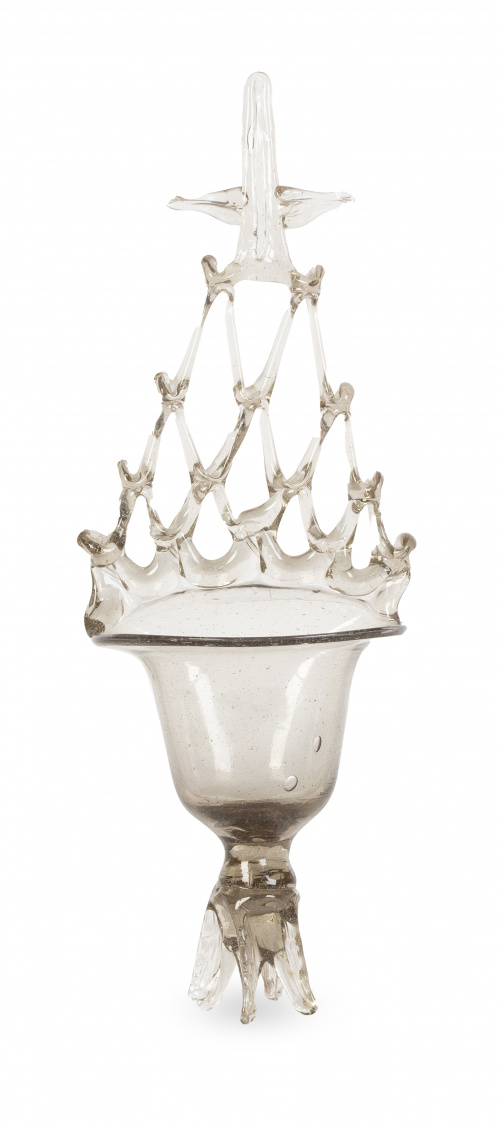 Benditera de cristal transparente.Trabajo catalán, S. XVI