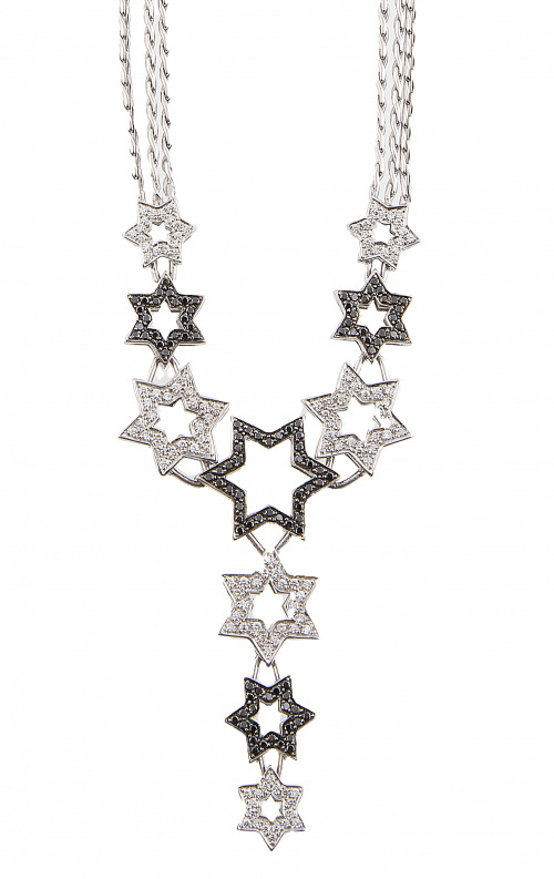 Collar con estrellas de brillantes incoloros y de brillante