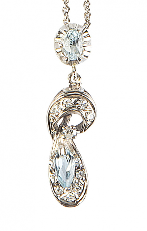 Colgante de aguamarinas y diamantes de pp. S. XX