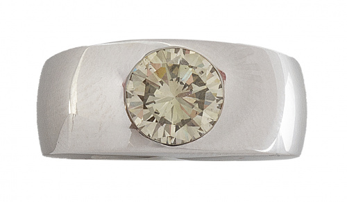 Sortija solitario con brillante fancy de 2,07 ct en montura