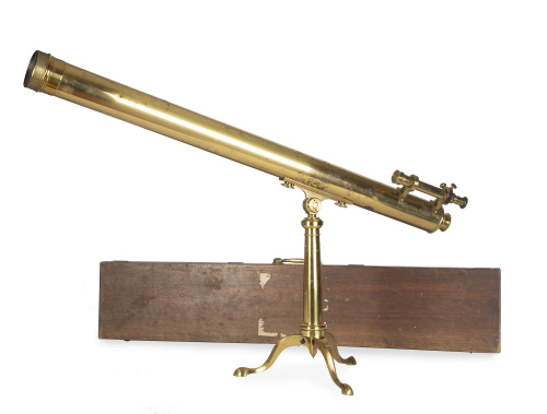 Telescopio de mesa con pies de trípode de bronce dorado en 