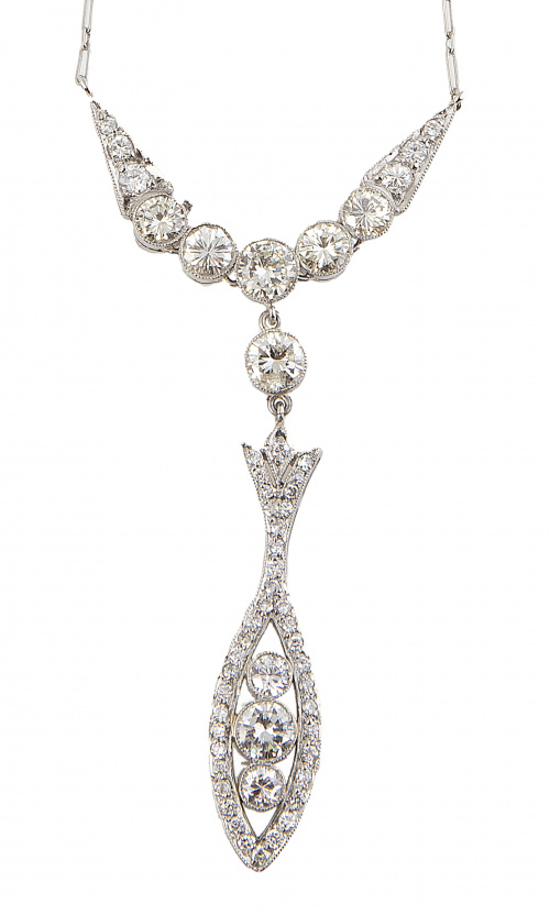 Pendentif Belle Epoque de brillantes, con pieza a modo de p