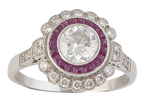 Sortija ojo de perdiz con chatón de brillante central de 0,